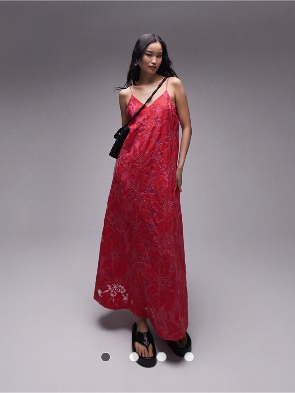 Topshop Lace Maxi Chuck on Dress in Red and Pink